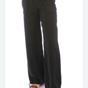 Hard Tail Black Wide-Leg Linen Pants